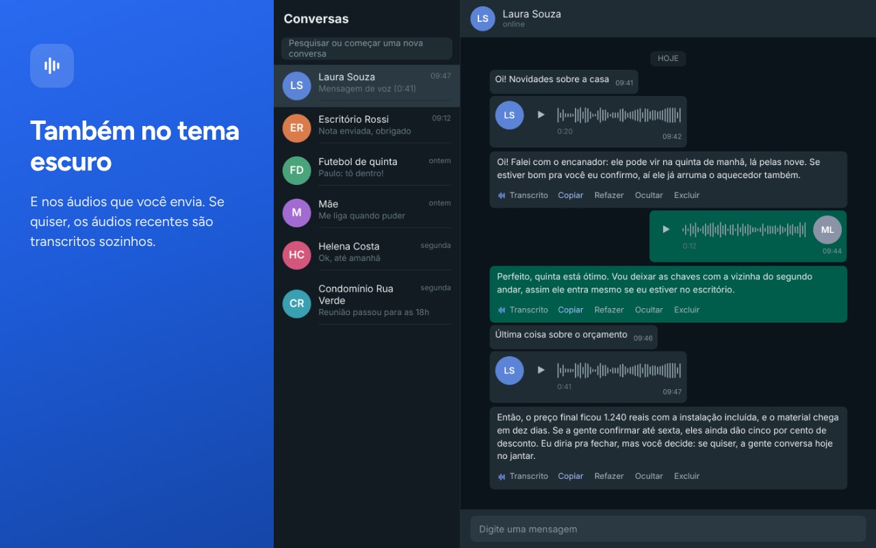 A extensão com o tema escuro