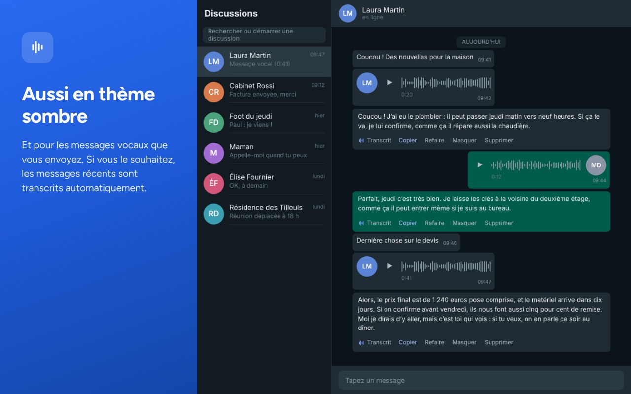 L’extension en thème sombre