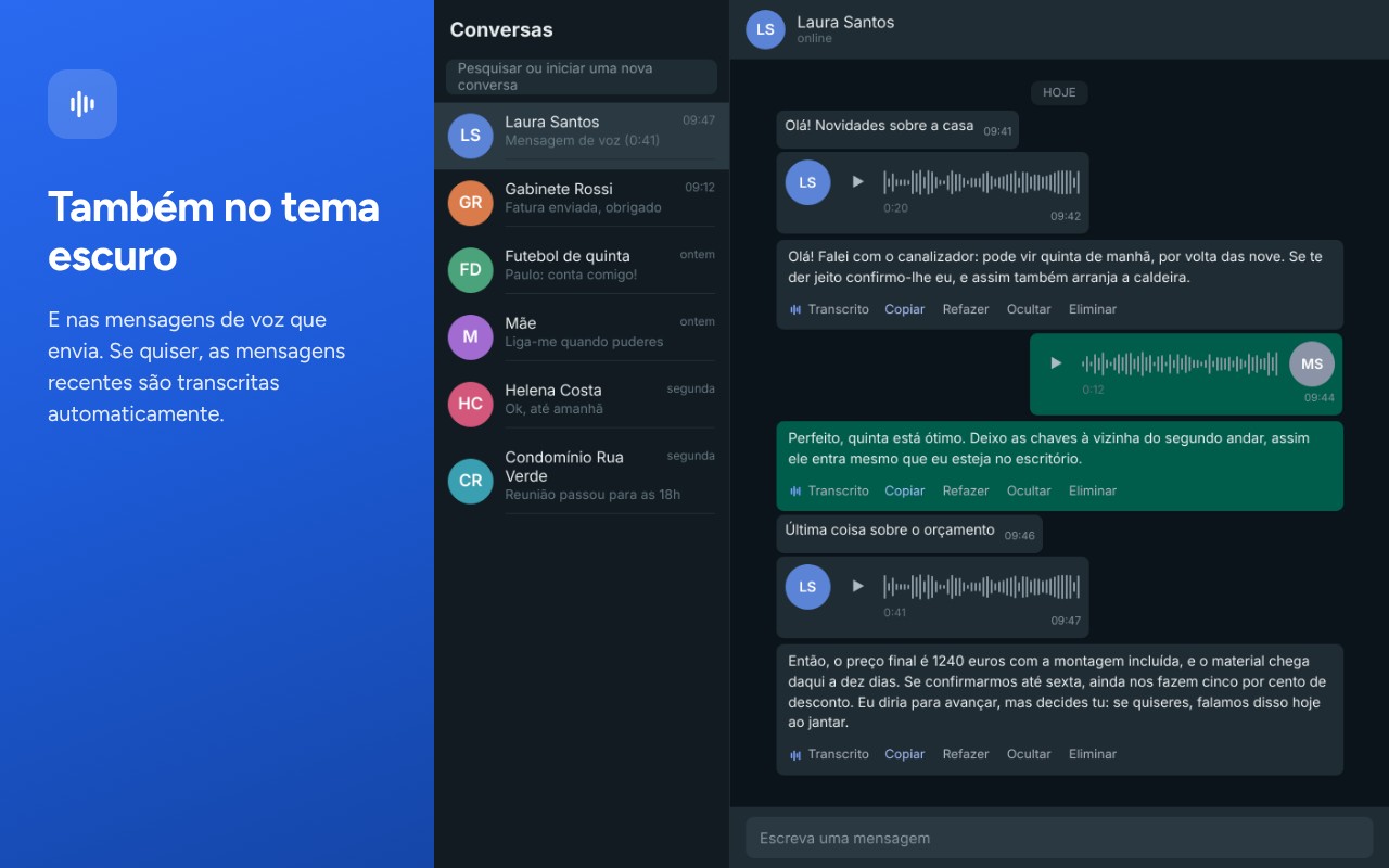 A extensão com o tema escuro
